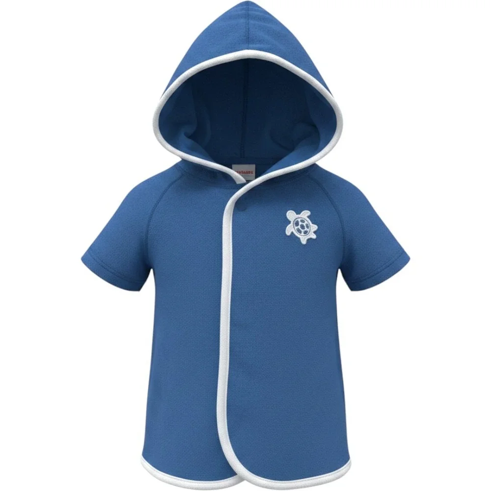 Huggies Baby Boy 9M Swim Set Hooded Cover-Up Trunks Blue Yellow UPF 50+ 2PC